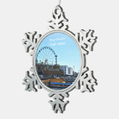 Fröhliche Weihnachten Helsinki, Finnland Schneeflocken Zinn-Ornament (Rechts)