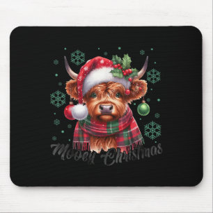 Fröhliche Weihnachten Highland-Rind Weihnachtslich Mousepad