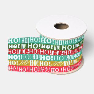 Fröhliche Weihnachten HO! HO! HO! in farbenfrohen Ripsband