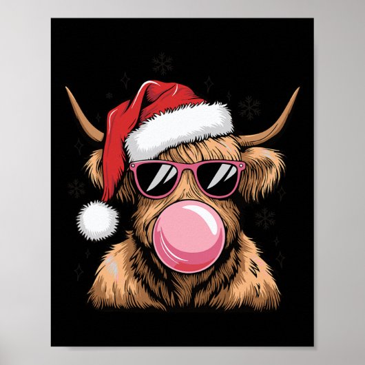 Fröhliche Weihnachten Hochland Kuh Design Xmas Kuh Poster (Vorne)