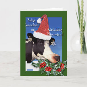 Fröhliche Weihnachten, Holstein-Kuh mit Weihnachts Feiertagskarte