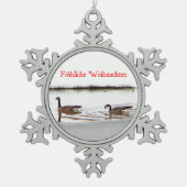 Frohliche Weihnachten - Honkers - Geese in Kanada Schneeflocken Zinn-Ornament (Vorderseite)