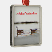 Frohliche Weihnachten - Honkers - Geese in Kanada Silbernes Ornament (Rechts)