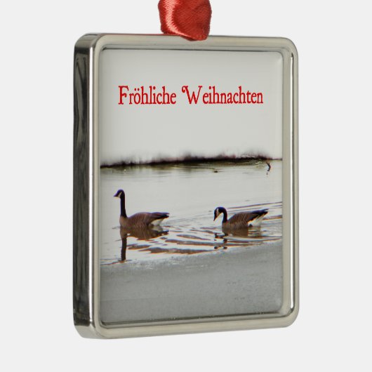 Frohliche Weihnachten - Honkers - Geese in Kanada Silbernes Ornament (Rechts)