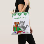 Fröhliche Weihnachten, Hund und Katze auf Deutsch Tasche (Von Nahem)