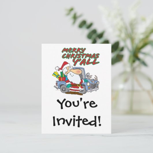 fröhliche Weihnachten im Redneck santa Einladung (Stehend Vorderseite)