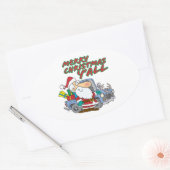 fröhliche Weihnachten im Redneck santa Ovaler Aufkleber (Umschlag)