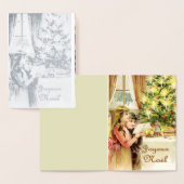 Fröhliche Weihnachten in französischem Luxus silbe Folienkarte (Anzeige)