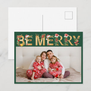 Fröhliche Weihnachten in grün-goldenen Buchstaben