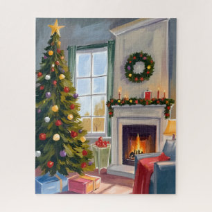Fröhliche Weihnachten Kamin Baum Fröhlich Puzzle