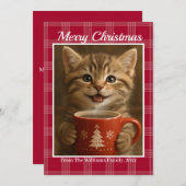 fröhliche Weihnachten kariertes niedliches Kätzche (Vorne/Hinten)