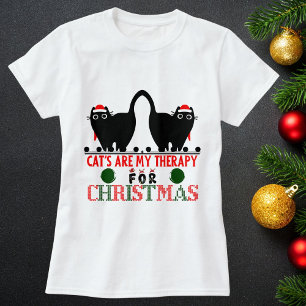 Fröhliche Weihnachten Katze Lustig Süß Personalisi T-Shirt