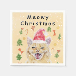 Fröhliche Weihnachten Katze lustig und süß Katze Serviette
