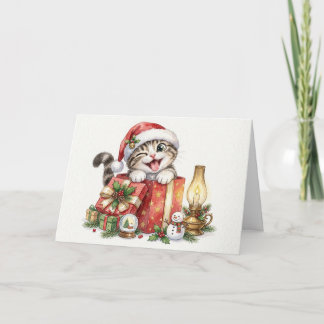Fröhliche Weihnachten Katze mit Geschenken Weihnac Karte