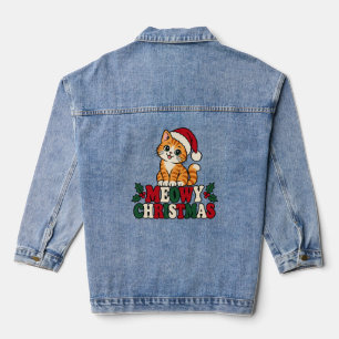 Fröhliche Weihnachten Katzen Denim Jacke