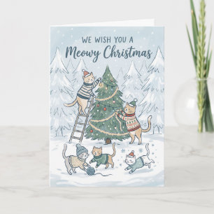 Fröhliche Weihnachten Katzen schmücken Baum