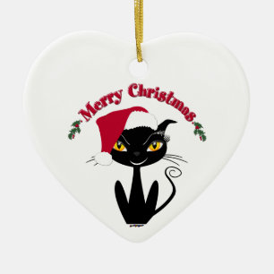 Fröhliche Weihnachten Kitty Katze Keramik Ornament
