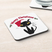 Fröhliche Weihnachten Kitty Katze Untersetzer (Linke Seite)