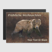 Fröhliche Weihnachten - Kodiak-Bär auf Karibikfisc Magnetkarte (Vorne/Hinten)