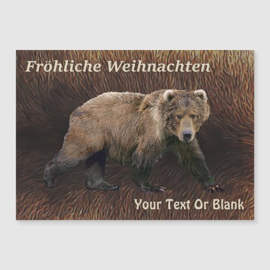 Fröhliche Weihnachten - Kodiak-Bär auf Karibikfisc Magnetkarte (Vorderseite)