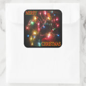 "Fröhliche Weihnachten" Kraut mit Lichtplatz-Aufkl Quadratischer Aufkleber (Tasche)