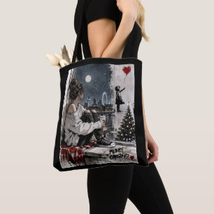 Fröhliche Weihnachten London Nachthimmel Tote Tasche