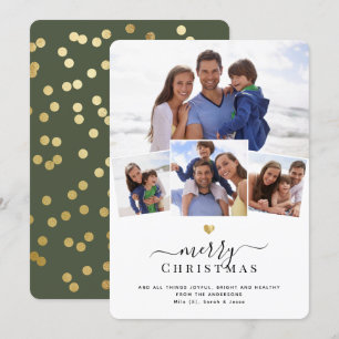 Fröhliche Weihnachten Lustige Chic Gold Herz Foto 