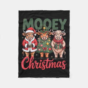 Fröhliche Weihnachten Lustiges Highland-Kuh-Design Fleecedecke