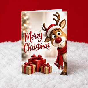 Fröhliche Weihnachten Lustiges Rentier Weihnachtsk Karte