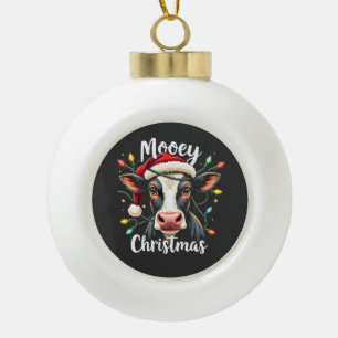 Fröhliche Weihnachten Lustiges Xmas Kuh Rinderlieb Keramik Kugel-Ornament