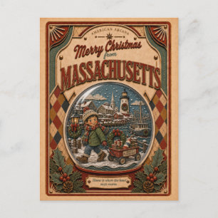Fröhliche Weihnachten Massachusetts Vintage-Schnee