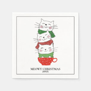 Fröhliche Weihnachten Maßgeschneiderte Katzen Tass Serviette