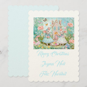 Fröhliche Weihnachten Maus Illustration Einladung