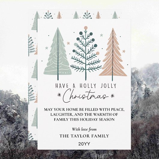 Fröhliche Weihnachten Minimalist Boho Bäume