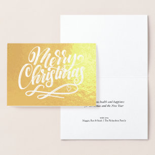 Fröhliche Weihnachten Minimalist Hand Lettered Gol Folienkarte