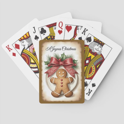 Fröhliche Weihnachten mit einem Lebkuchenmann Spielkarten (Rückseite)
