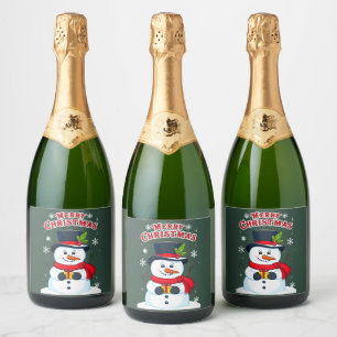 Fröhliche Weihnachten mit einem magischen Schneema Schaumweinetikett