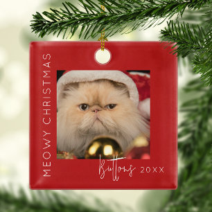 Fröhliche Weihnachten mit Miezekatze Weihnachtsb Ornament Aus Metall