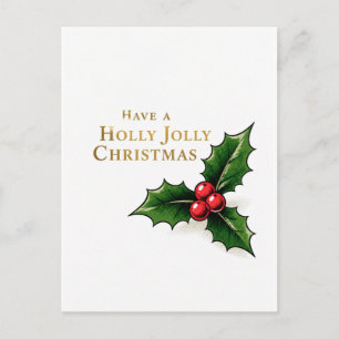 Fröhliche Weihnachten mit Stechpalmenblättern und  Postkarte
