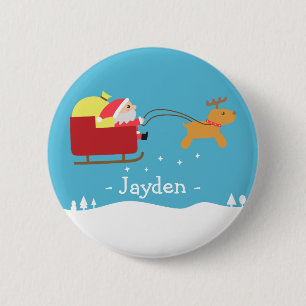 Fröhliche Weihnachten mit süßem Weihnachtsmann und Button