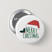 fröhliche Weihnachten mit Weihnachtsmannmütze Button (Vorne & Hinten)