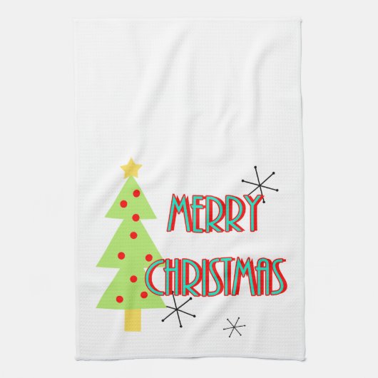 fröhliche Weihnachten Mitte des Jahrhunderts moder Handtuch (Vertikal)