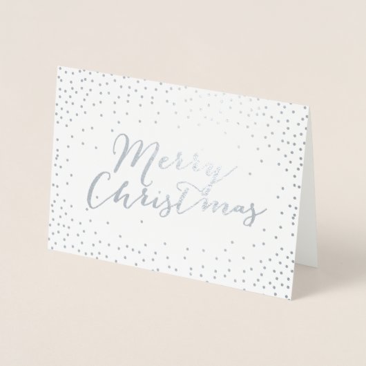 Fröhliche Weihnachten Moderne Silver Foil Confetti Folienkarte (Vorderseite)