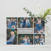 Fröhliche Weihnachten Moderne Silver Foto Collage (Stehend Vorderseite)