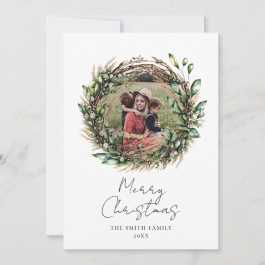 Fröhliche Weihnachten Modernes Boho Rustikales Fot (Vorderseite)