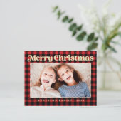 Fröhliche Weihnachten Modernes Kariertes Muster Fa (Stehend Vorderseite)