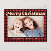 Fröhliche Weihnachten Modernes Kariertes Muster Fa (Vorderseite)