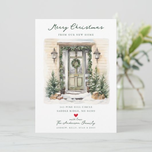 Fröhliche Weihnachten Neue Zuhause Moving Ankündigung (Stehend Vorderseite)