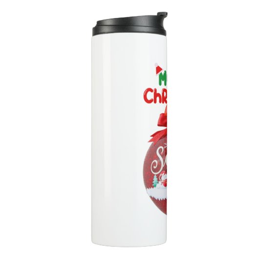 Fröhliche Weihnachten niedlicher Santaklaus für Fr Thermosbecher (Nach links gedreht)