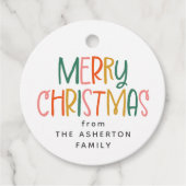 Fröhliche Weihnachten niedliches, buntes Geschenk Geschenkanhänger (Vorderseite)